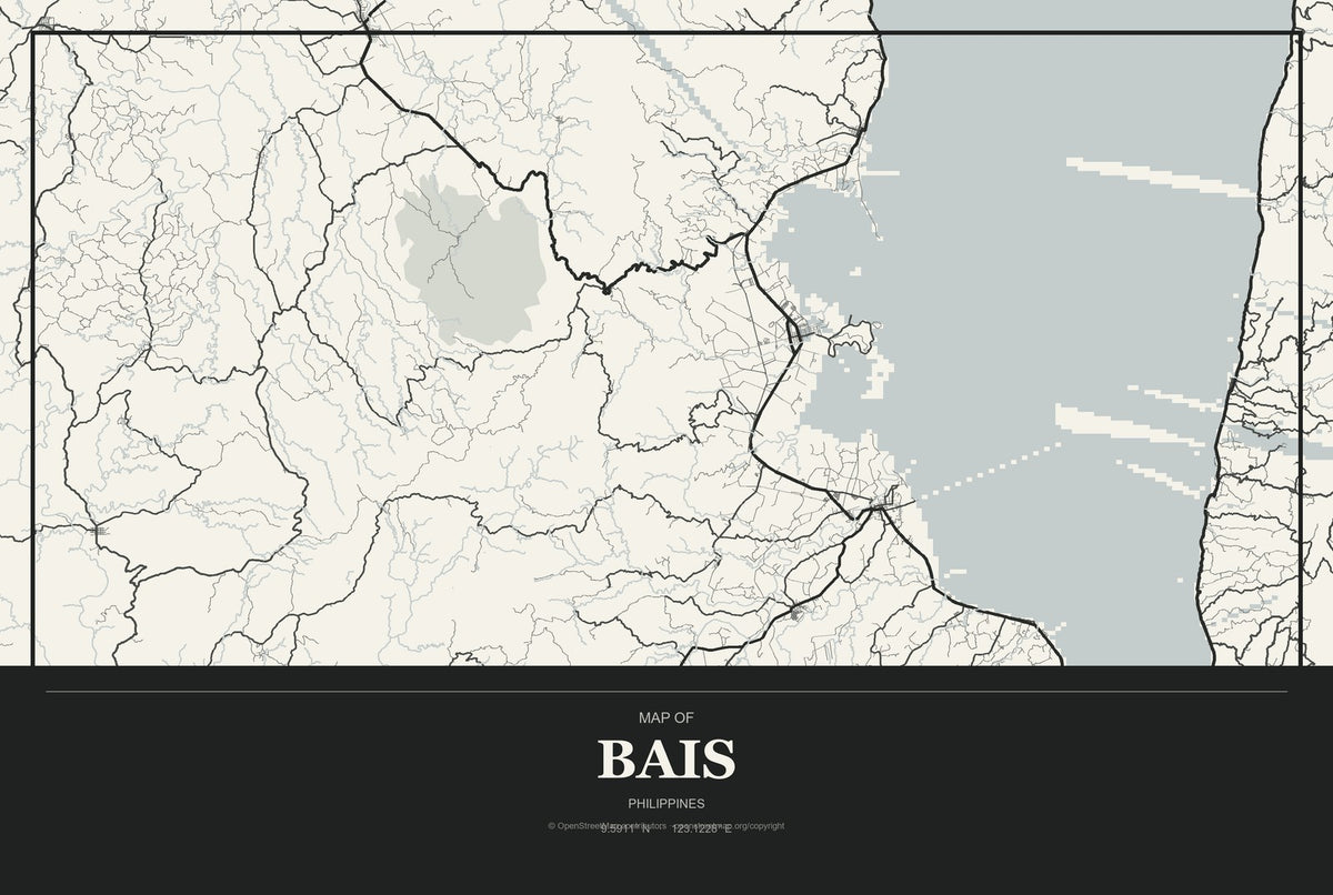 Bais, Philippines City Map Aluminum Sign in Museum Plaque style