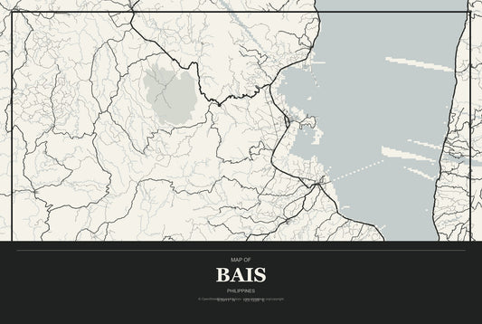 Bais, Philippines City Map Aluminum Sign in Museum Plaque style