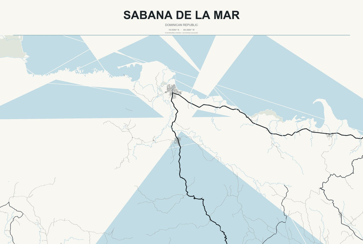 Sabana de la Mar, Dominican Republic City Map Aluminum Sign in Headline Atlas style