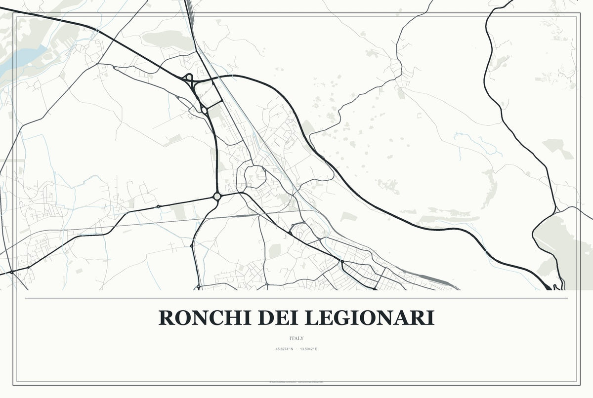 Ronchi dei Legionari, Italy City Map Aluminum Sign in Gallery Air style
