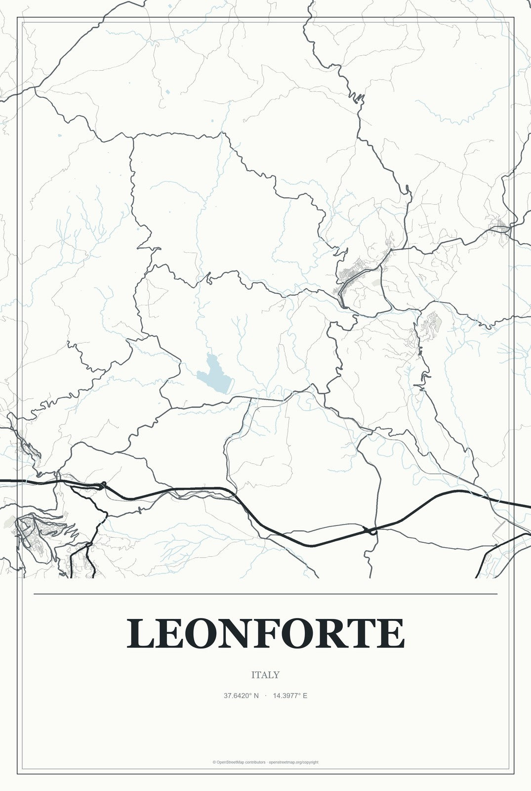 Leonforte, Italy City Map Aluminum Sign in Gallery Air style