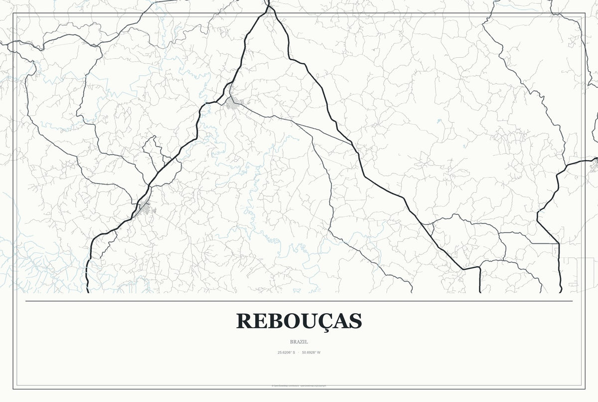 Rebouças, Brazil City Map Aluminum Sign in Gallery Air style