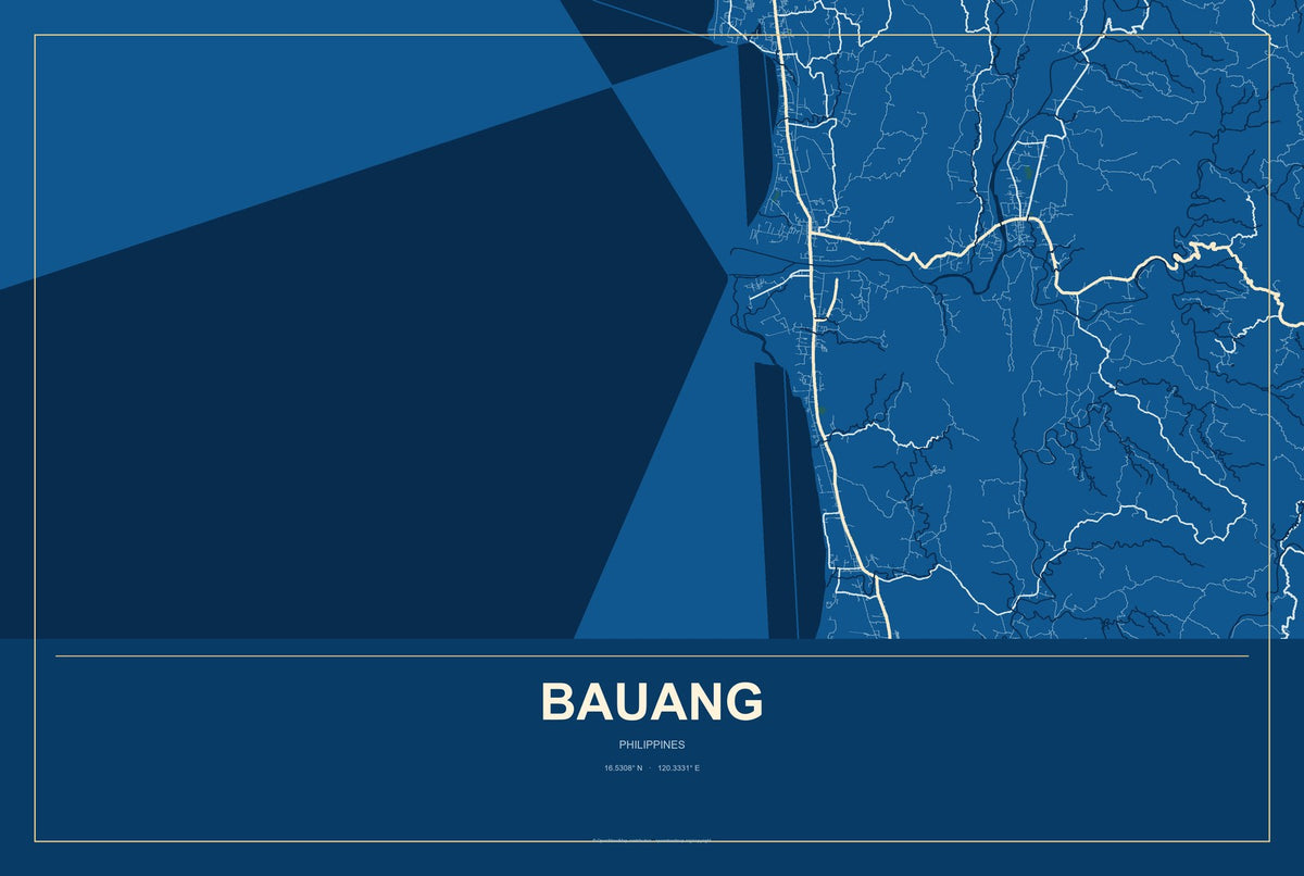 Bauang, Philippines City Map Aluminum Sign in Harbor Cobalt style