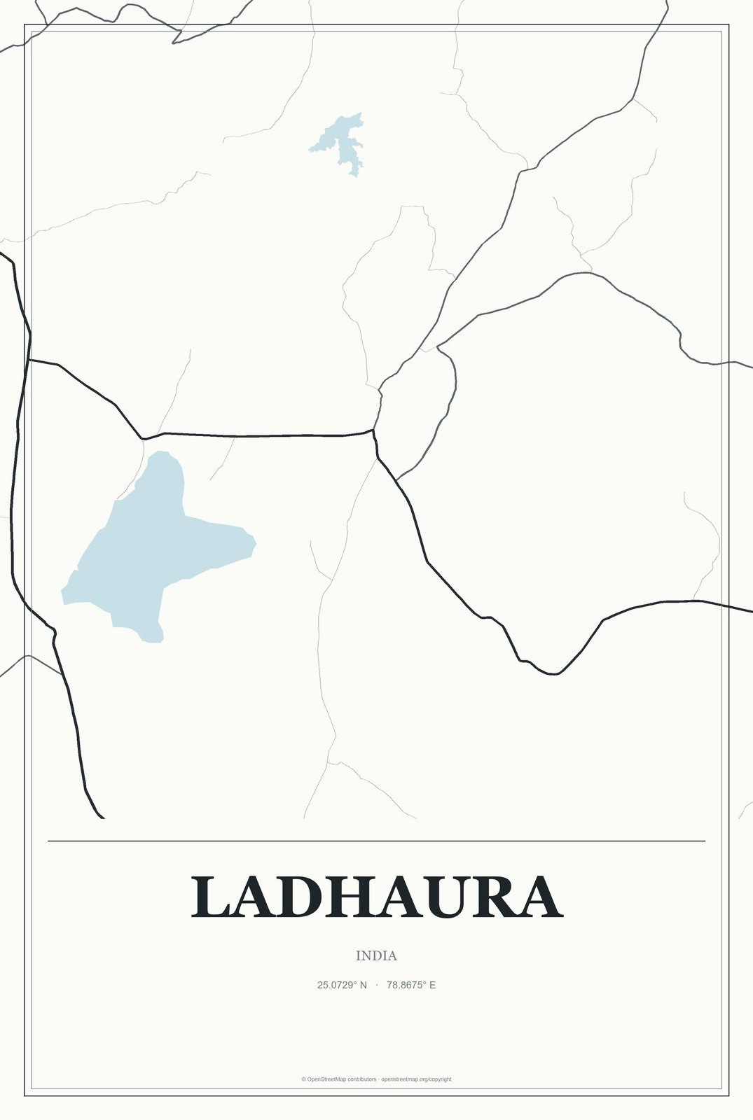 Ladhaura, India City Map Aluminum Sign in Gallery Air style