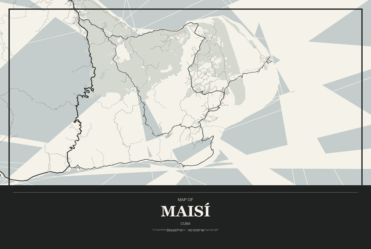 Maisí, Cuba City Map Aluminum Sign in Museum Plaque style
