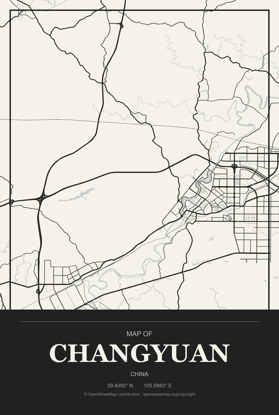 Changyuan, China City Map Aluminum Sign in Museum Plaque style