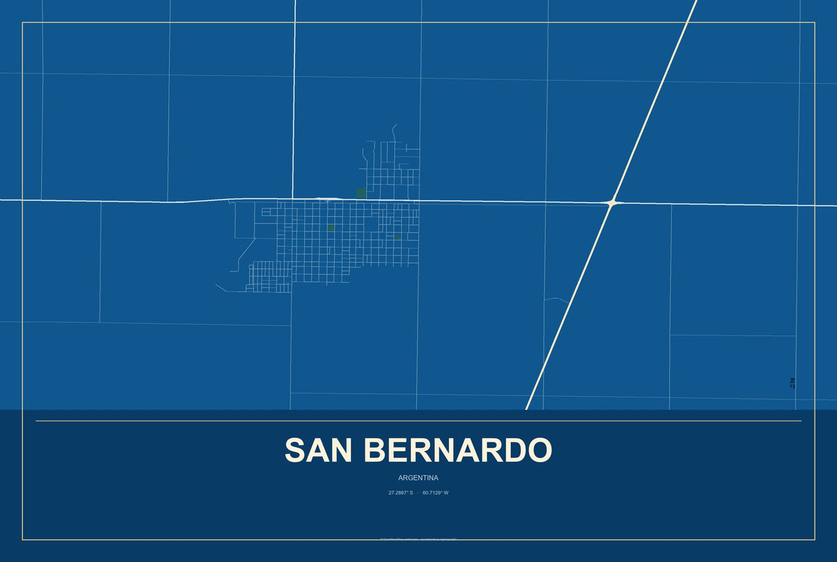 San Bernardo, Argentina City Map Aluminum Sign in Harbor Cobalt style