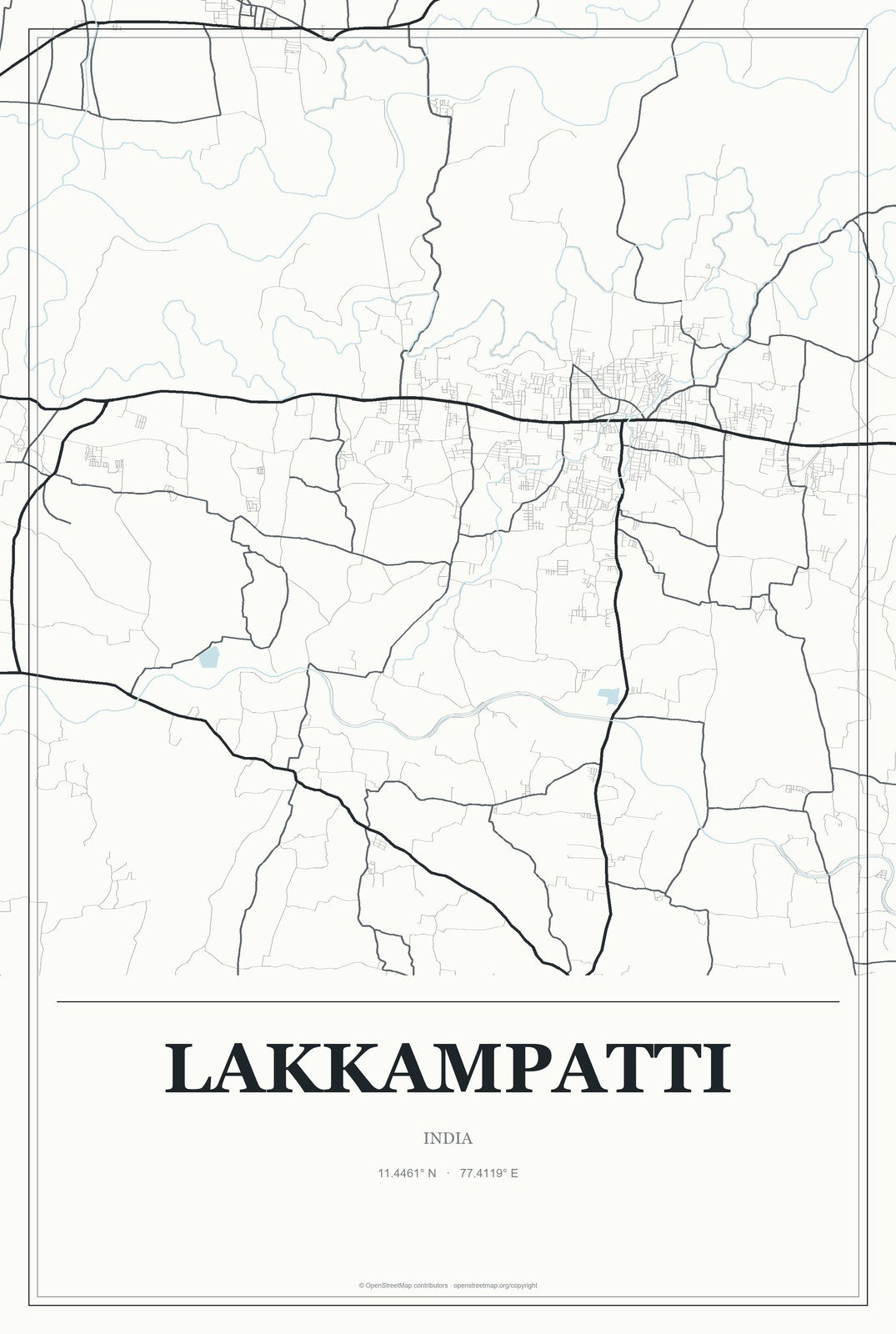 Lakkampatti, India City Map Aluminum Sign in Gallery Air style