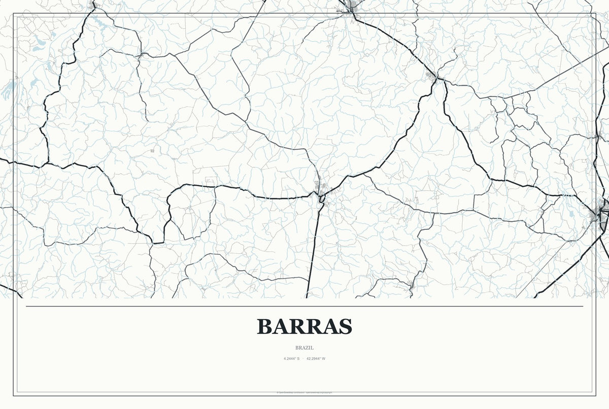 Barras, Brazil City Map Aluminum Sign in Gallery Air style