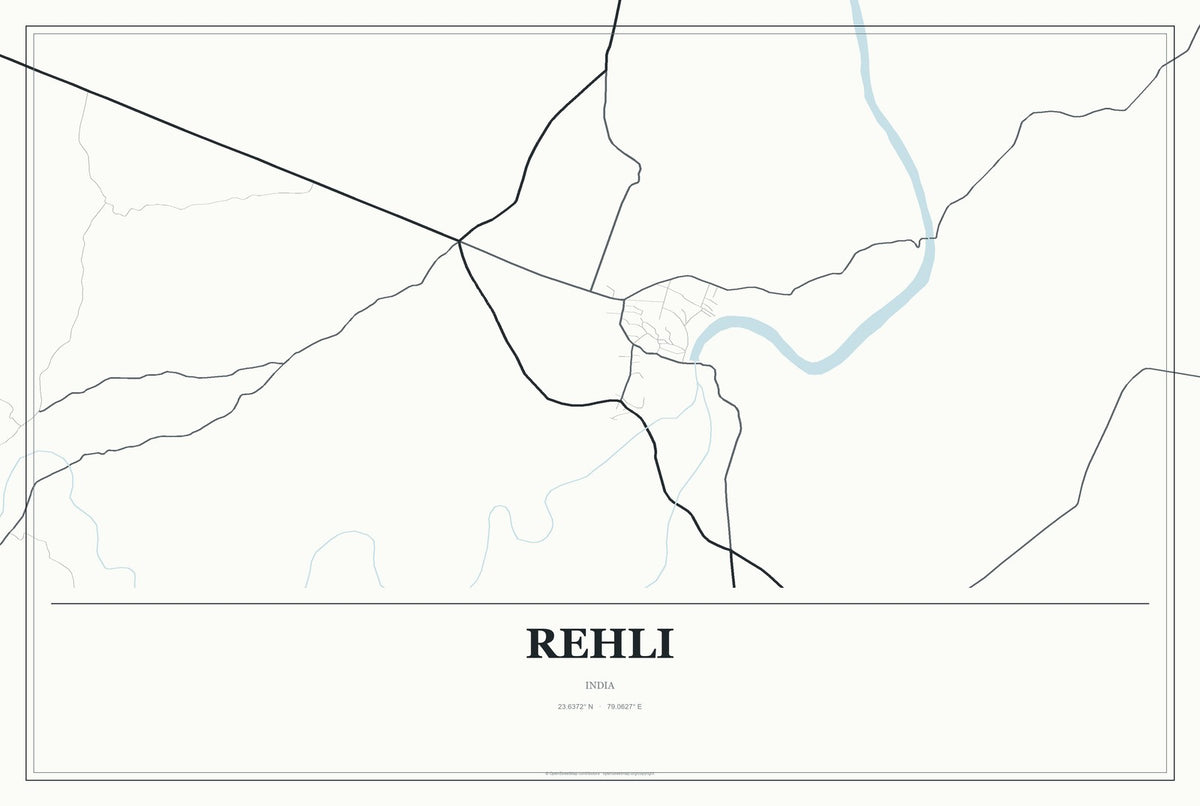 Rehli, India City Map Aluminum Sign in Gallery Air style