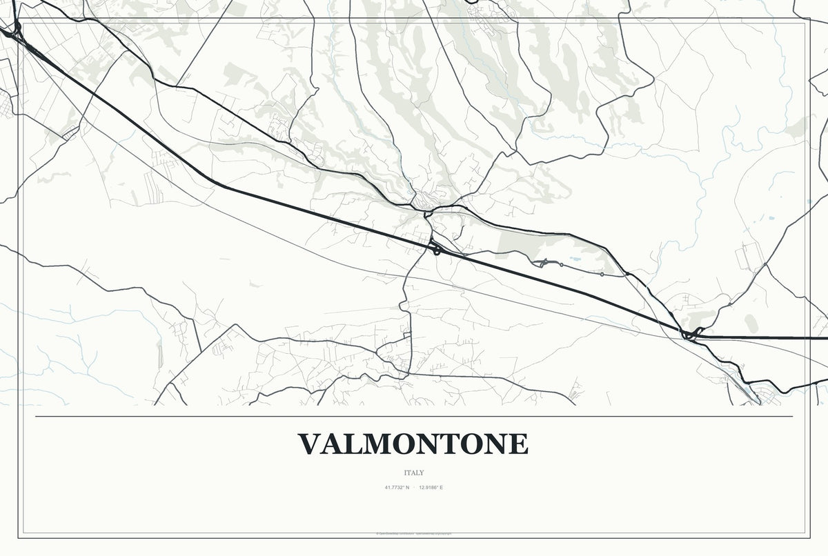 Valmontone, Italy City Map Aluminum Sign in Gallery Air style