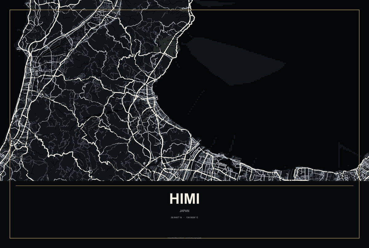 Himi, Japan City Map Aluminum Sign in Metropolitan Noir style