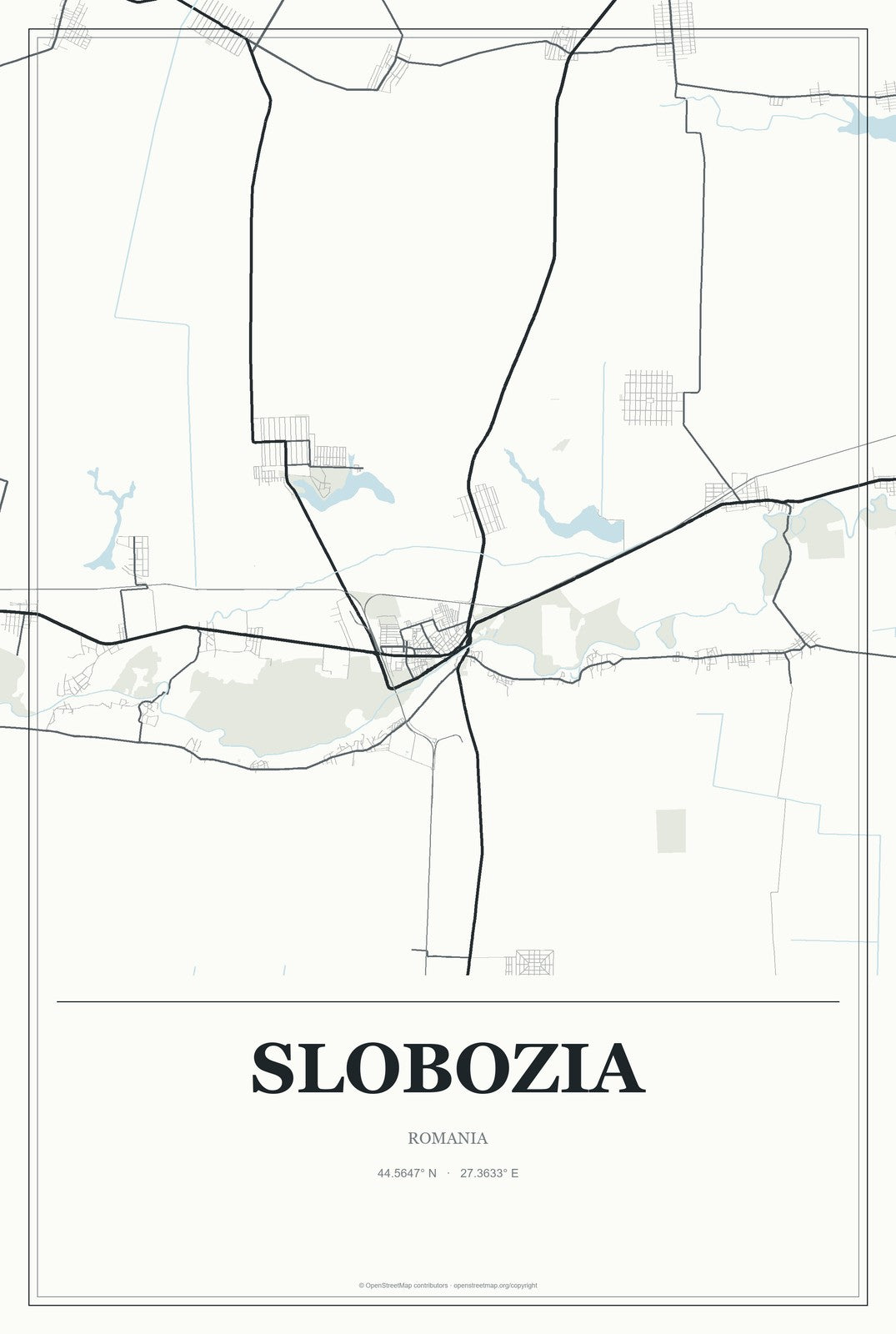 Slobozia, Romania City Map Aluminum Sign in Gallery Air style