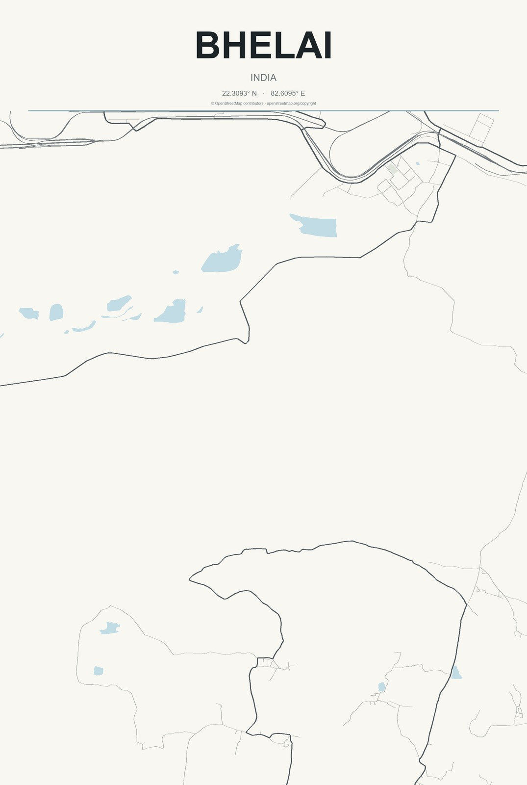 Bhelai, India City Map Aluminum Sign in Headline Atlas style