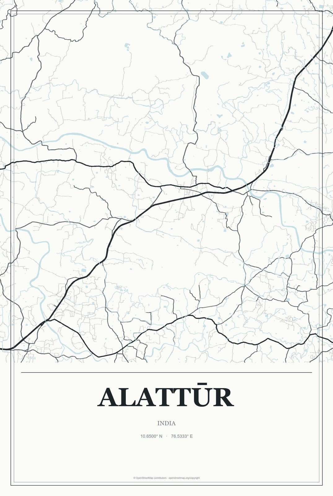 Alattūr, India City Map Aluminum Sign in Gallery Air style