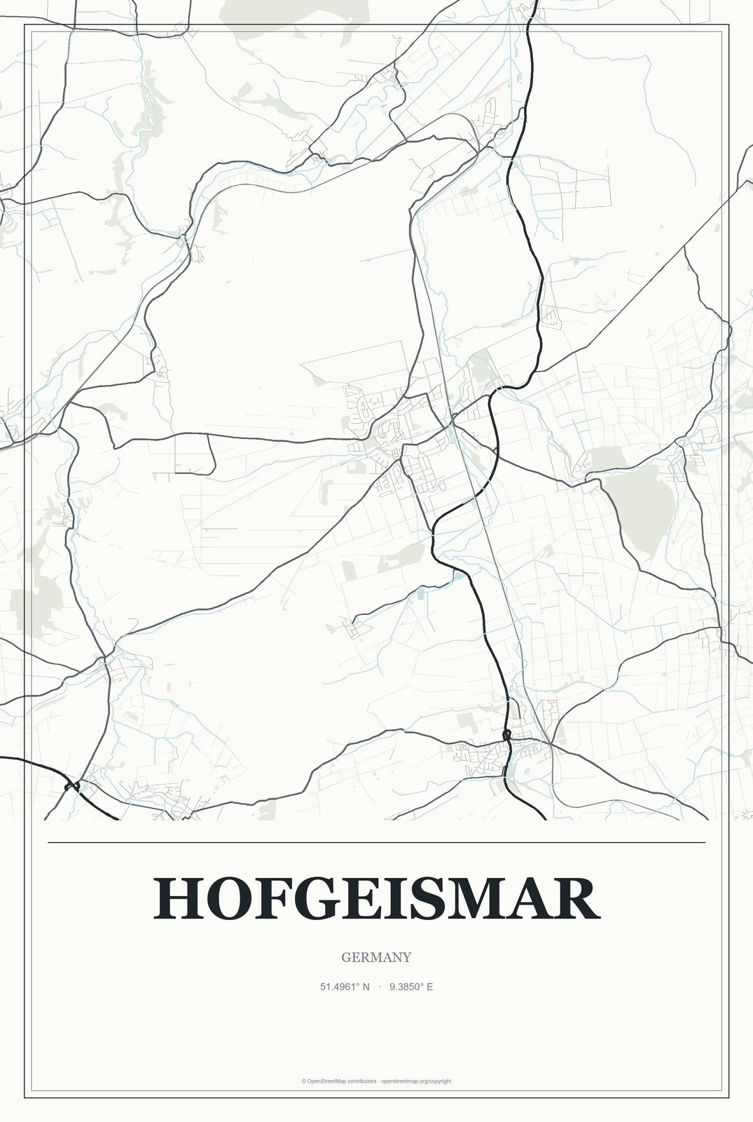 Hofgeismar, Germany City Map Aluminum Sign in Gallery Air style