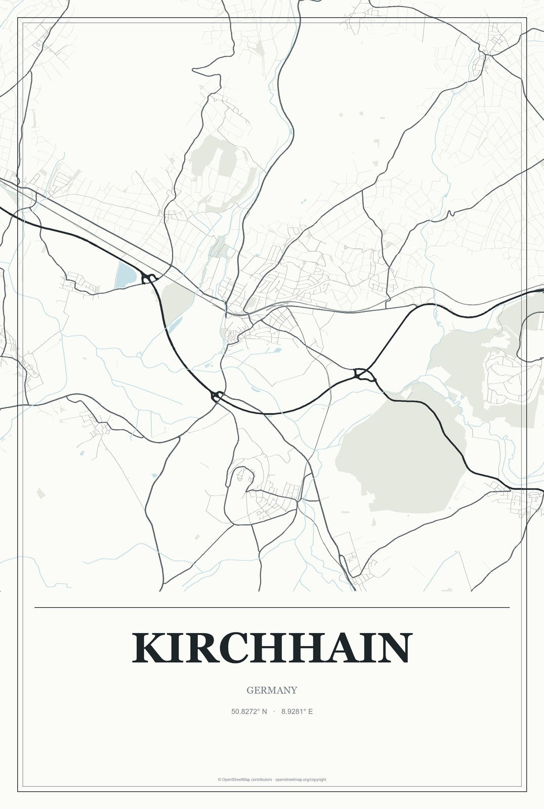 Kirchhain, Germany City Map Aluminum Sign in Gallery Air style