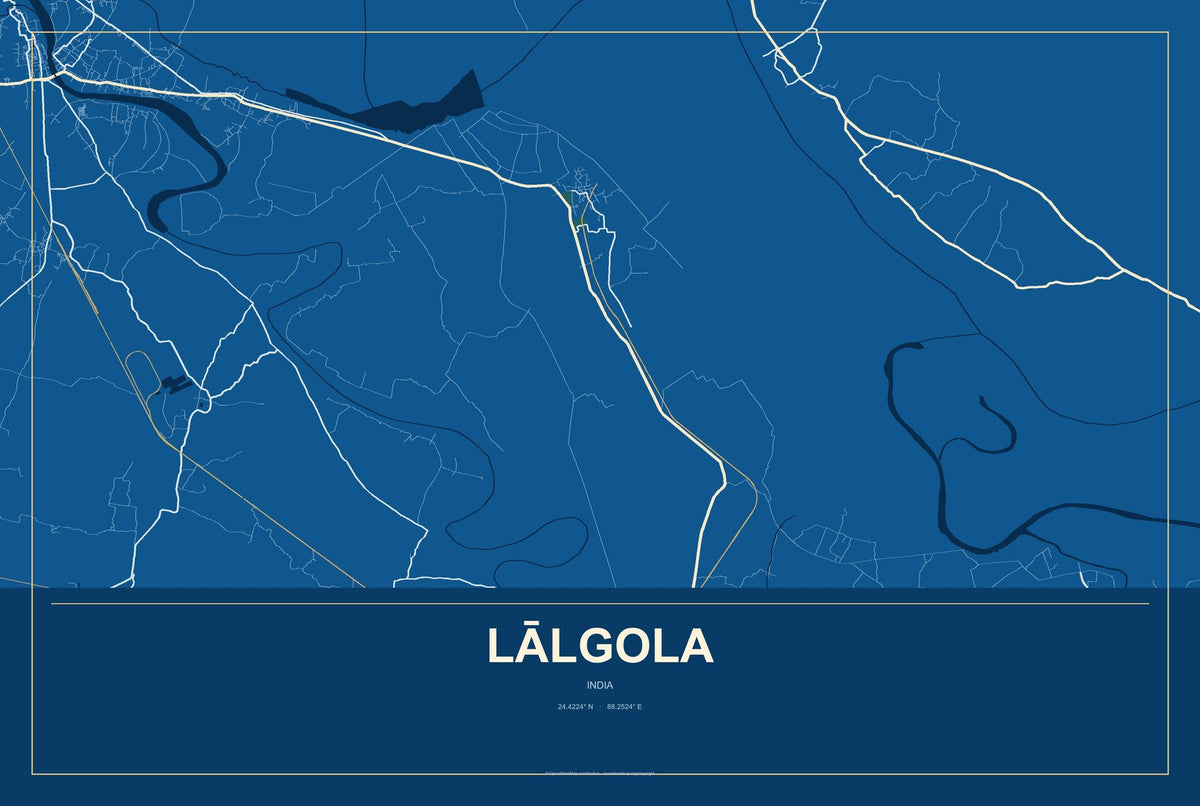 Lālgola, India City Map Aluminum Sign in Harbor Cobalt style
