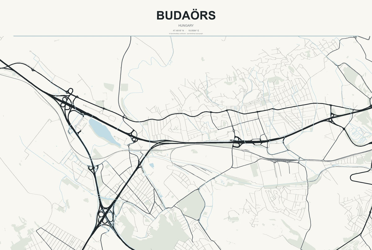 Budaörs, Hungary City Map Aluminum Sign in Headline Atlas style
