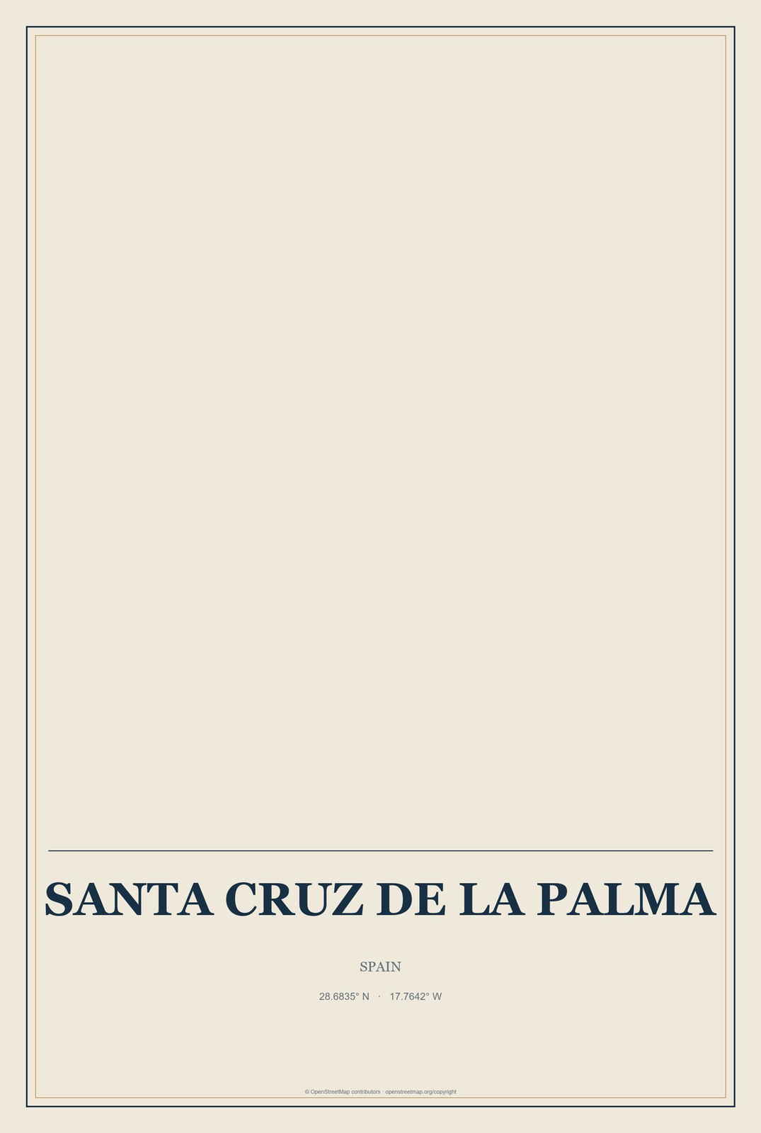Santa Cruz de la Palma, Spain City Map Aluminum Sign in Coastal Cutout style