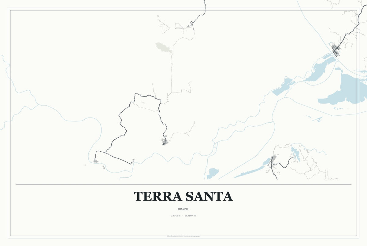 Terra Santa, Brazil City Map Aluminum Sign in Gallery Air style