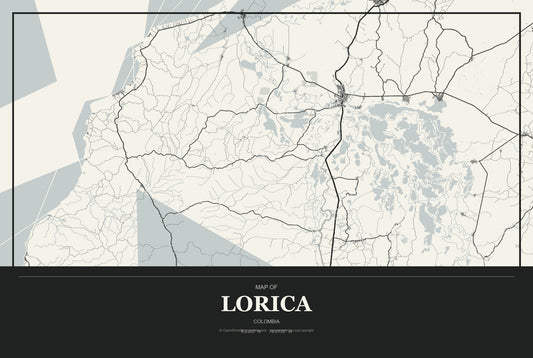 Lorica, Colombia City Map Aluminum Sign in Museum Plaque style