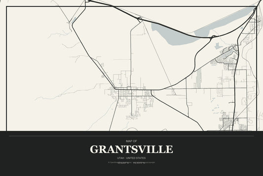 Grantsville, Utah City Map Aluminum Sign in Museum Plaque style