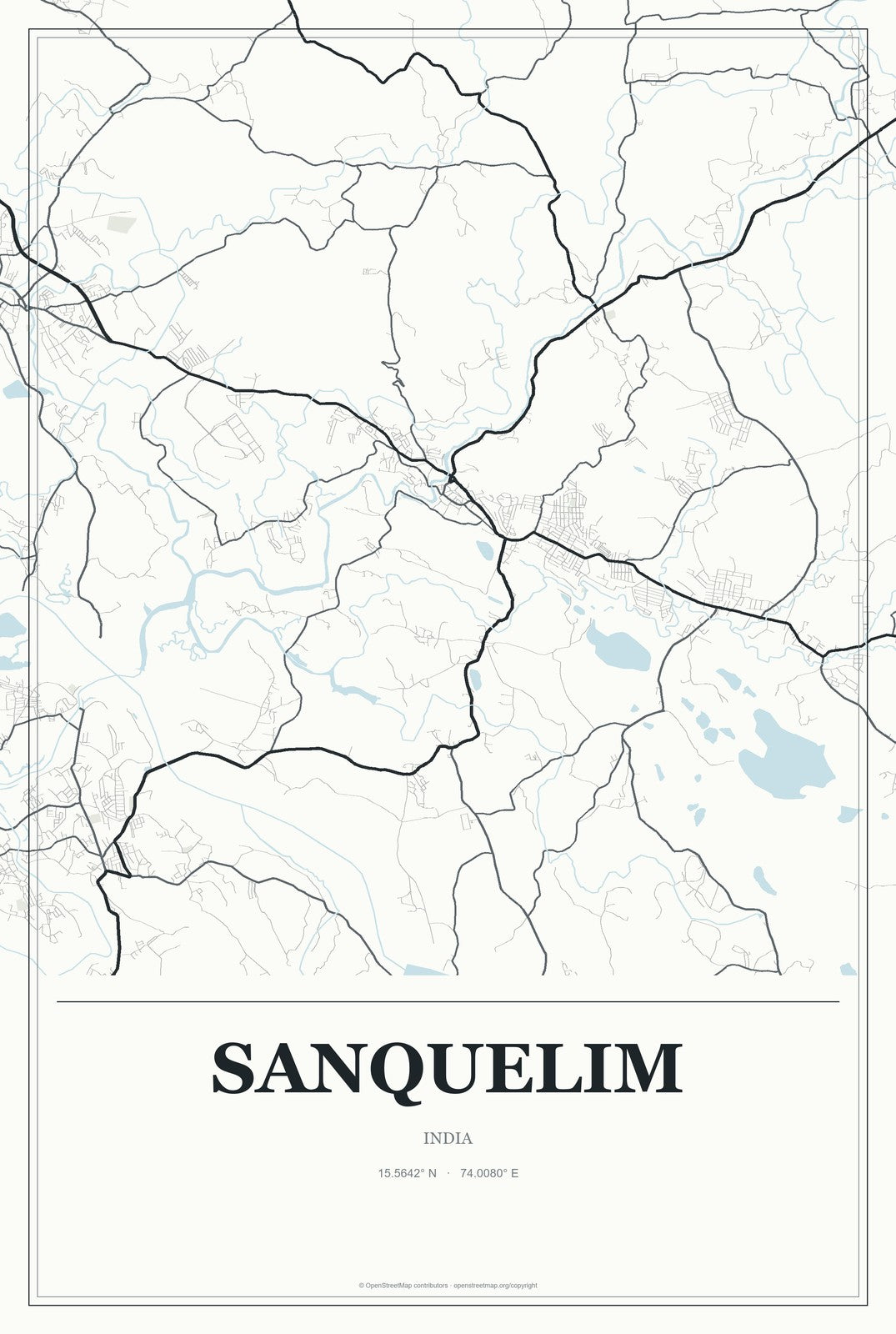 Sanquelim, India City Map Aluminum Sign in Gallery Air style