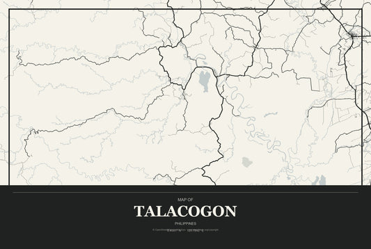 Talacogon, Philippines City Map Aluminum Sign in Museum Plaque style