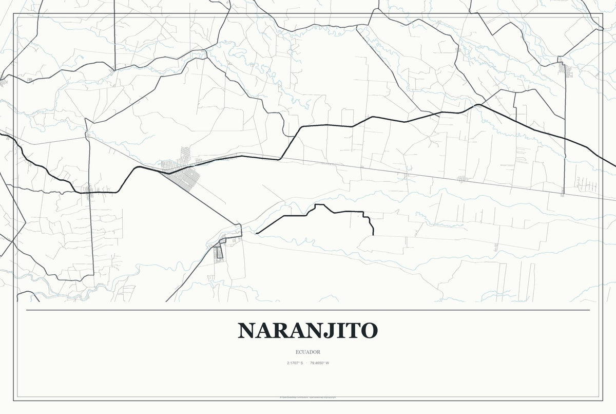 Naranjito, Ecuador City Map Aluminum Sign in Gallery Air style