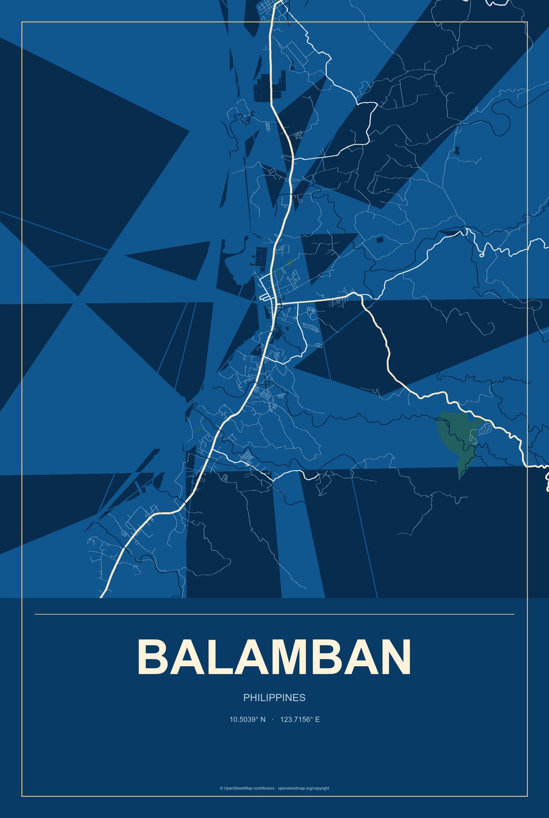 Balamban, Philippines City Map Aluminum Sign in Harbor Cobalt style