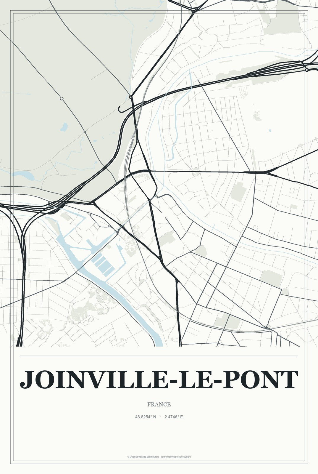 Joinville-le-Pont, France City Map Aluminum Sign in Gallery Air style