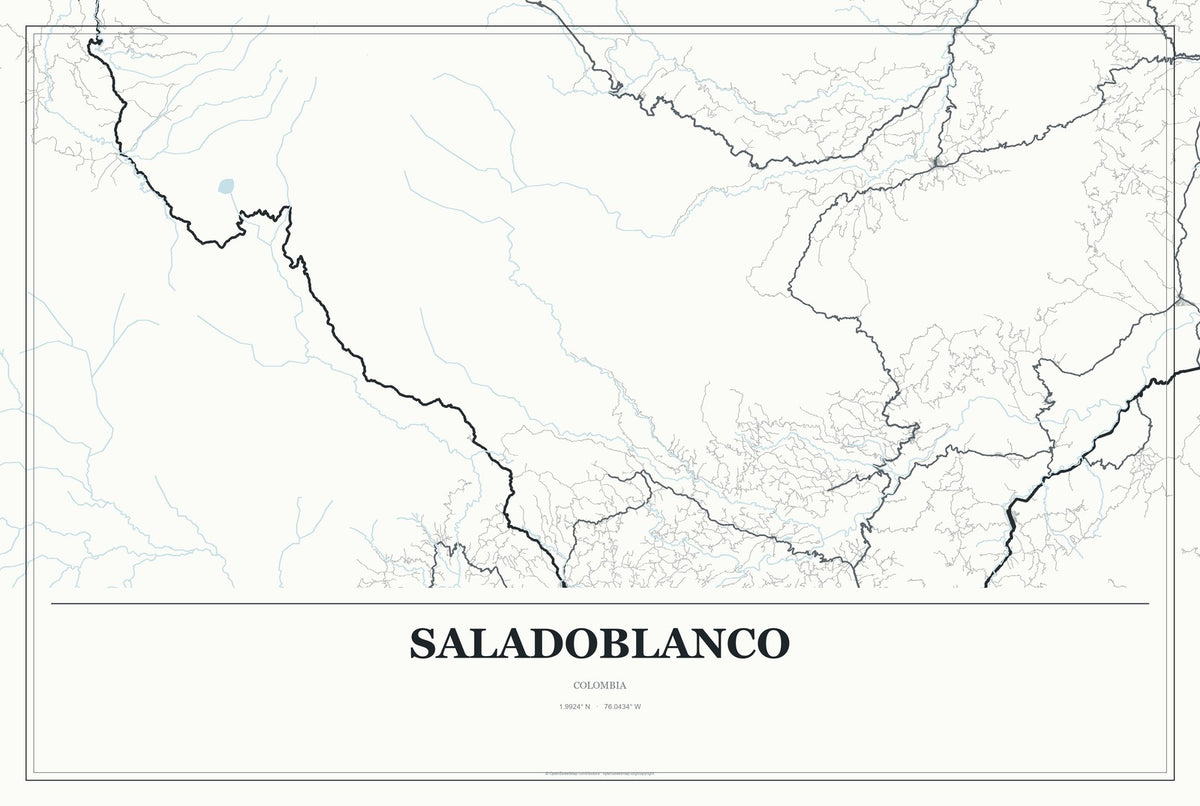 Saladoblanco, Colombia City Map Aluminum Sign in Gallery Air style