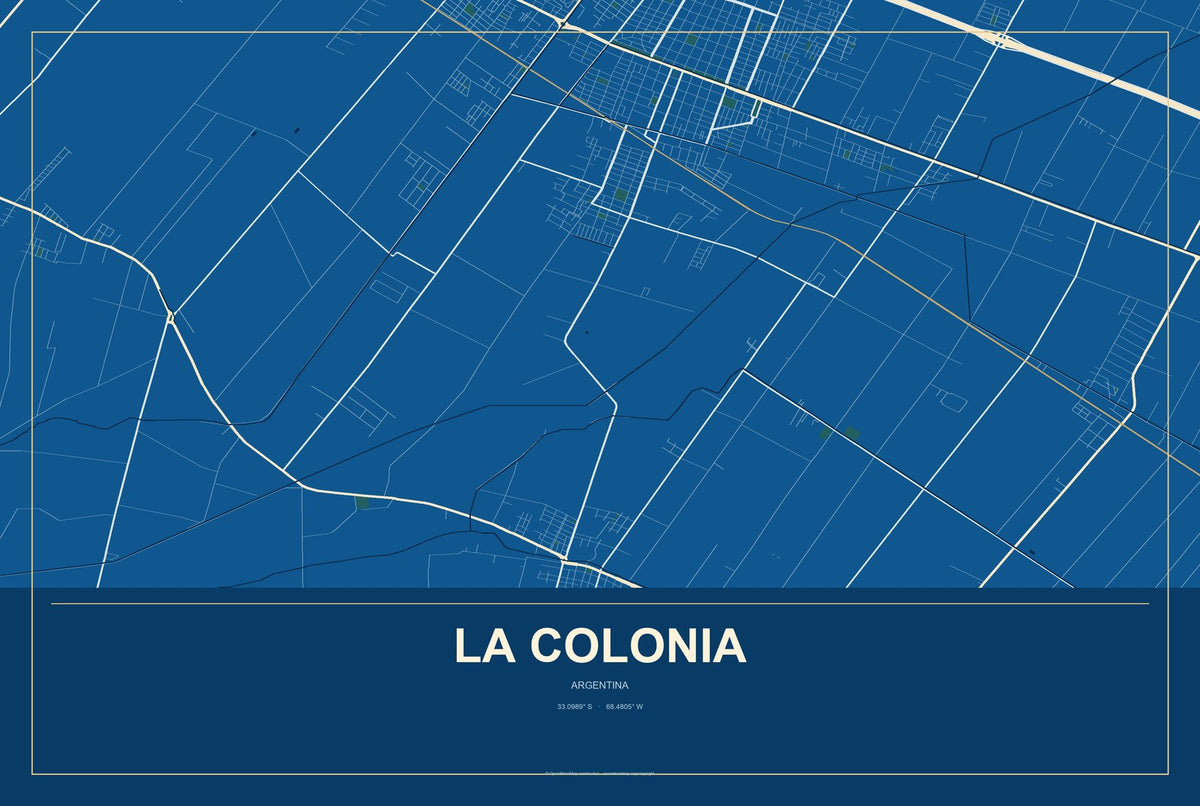 La Colonia, Argentina City Map Aluminum Sign in Harbor Cobalt style