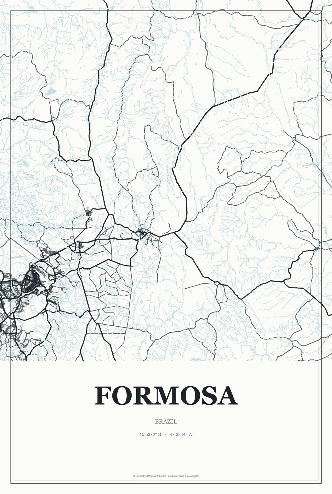 Formosa, Brazil City Map Aluminum Sign in Gallery Air style