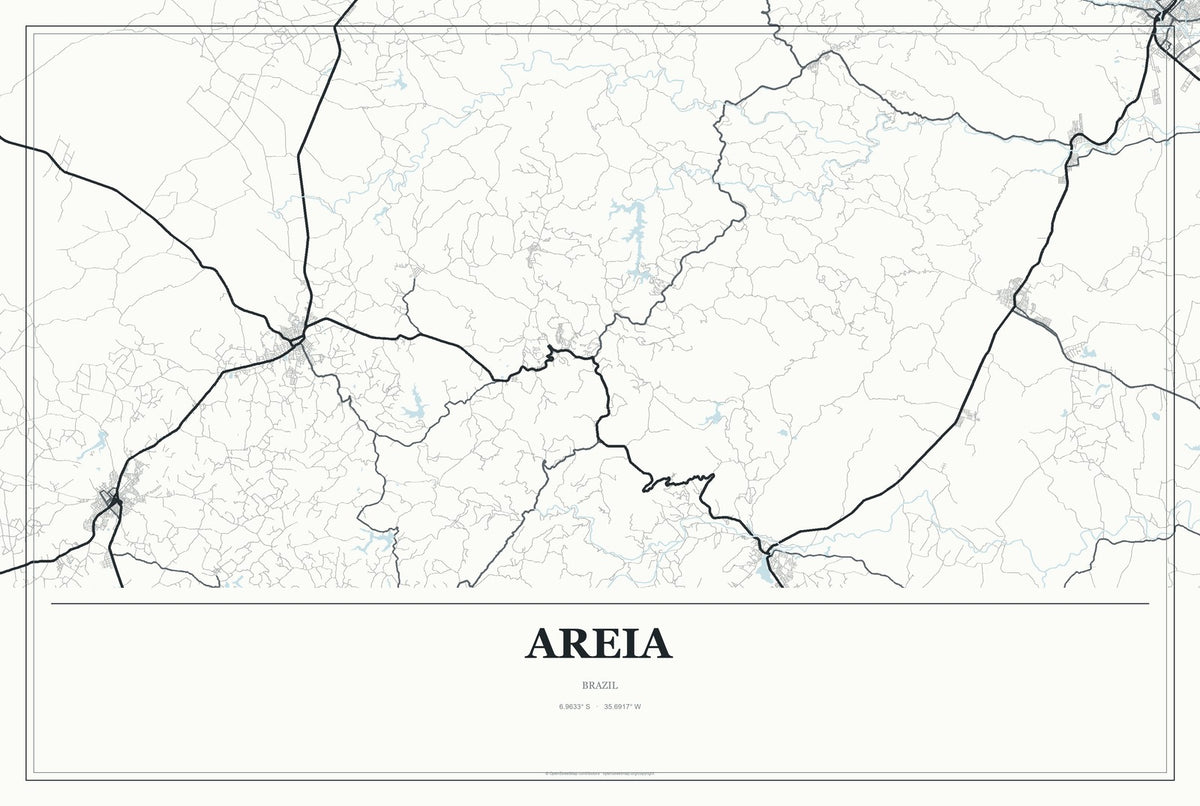Areia, Brazil City Map Aluminum Sign in Gallery Air style