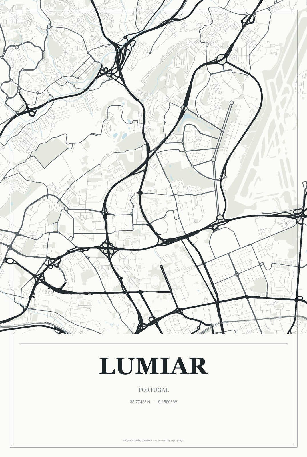 Lumiar, Portugal City Map Aluminum Sign in Gallery Air style