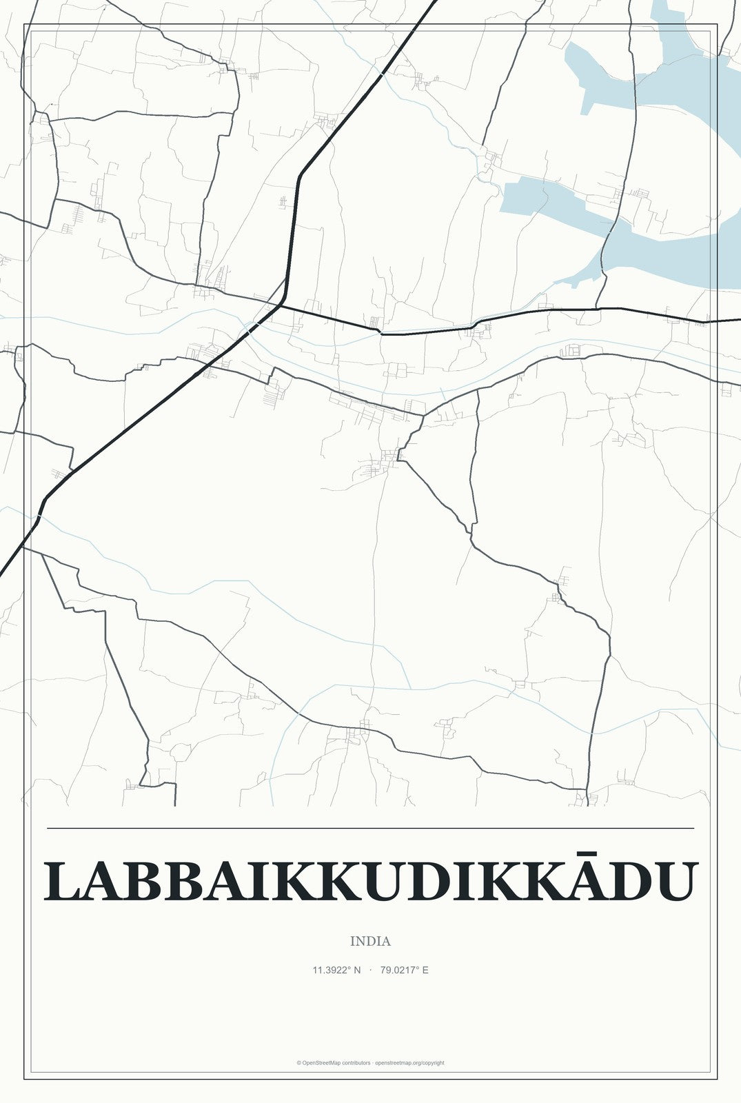 Labbaikkudikkādu, India City Map Aluminum Sign in Gallery Air style