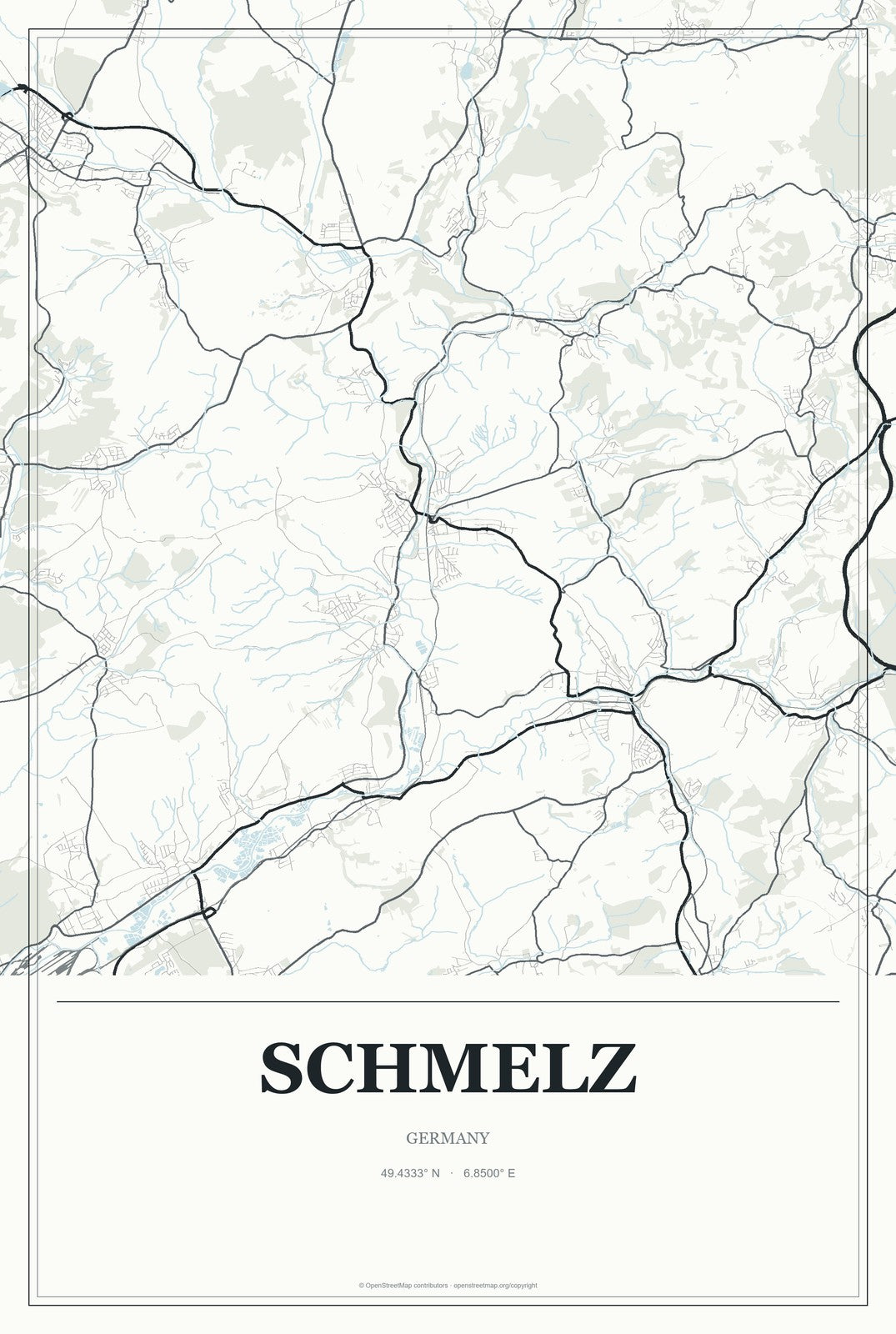 Schmelz, Germany City Map Aluminum Sign in Gallery Air style