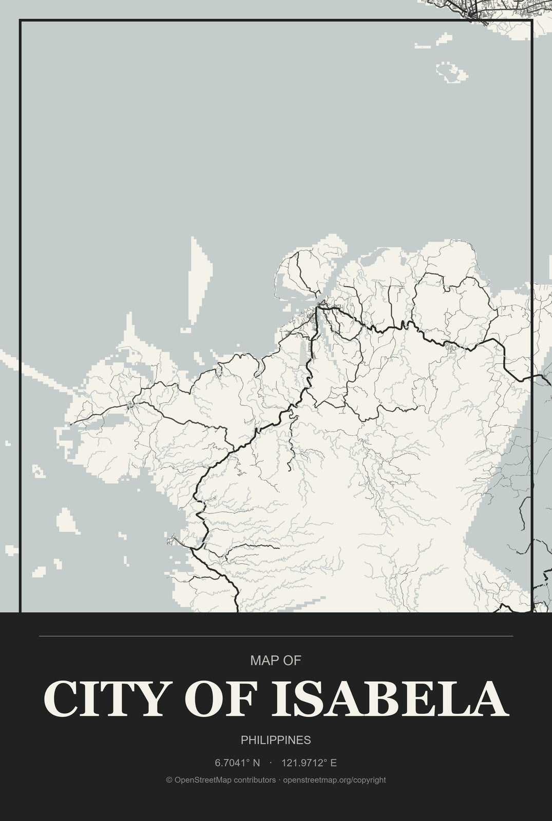 City of Isabela, Philippines City Map Aluminum Sign in Museum Plaque style