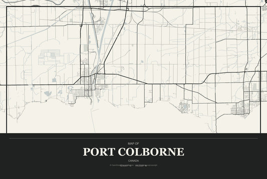 Port Colborne, Canada City Map Aluminum Sign in Museum Plaque style