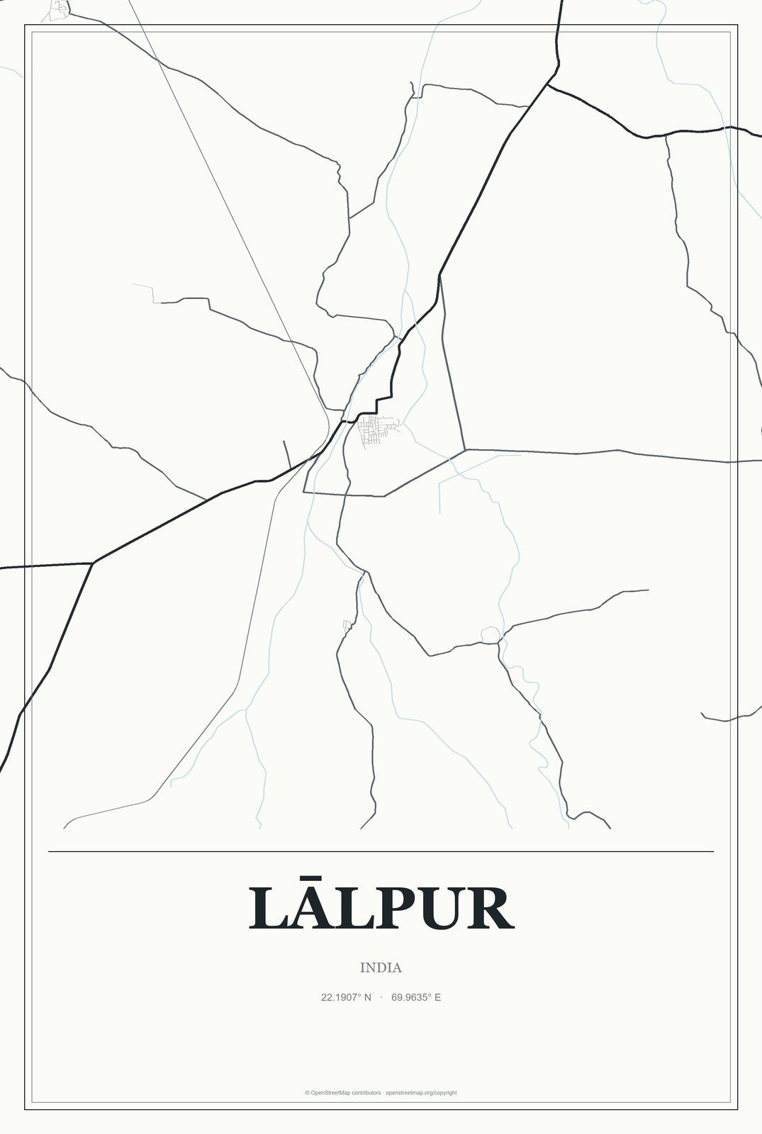 Lālpur, India City Map Aluminum Sign in Gallery Air style