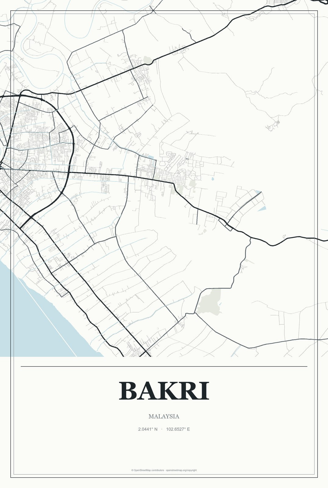 Bakri, Malaysia City Map Aluminum Sign in Gallery Air style