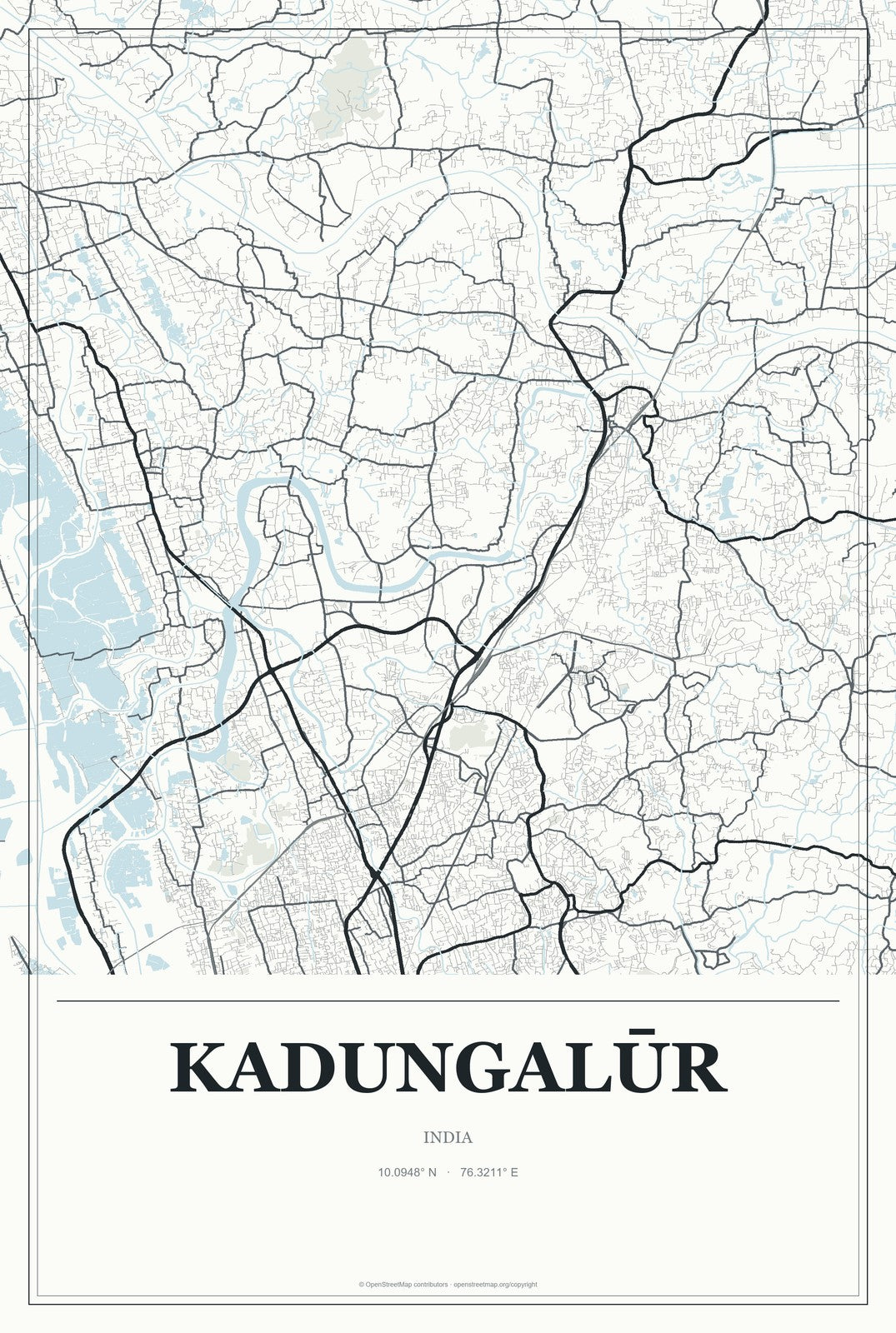 Kadungalūr, India City Map Aluminum Sign in Gallery Air style