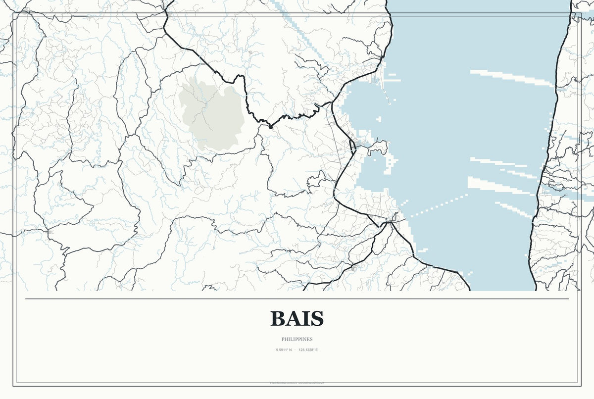 Bais, Philippines City Map Aluminum Sign in Gallery Air style
