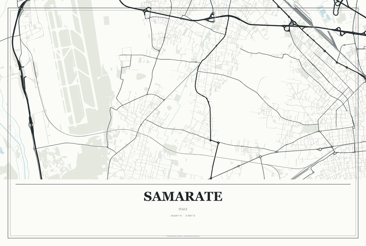 Samarate, Italy City Map Aluminum Sign in Gallery Air style