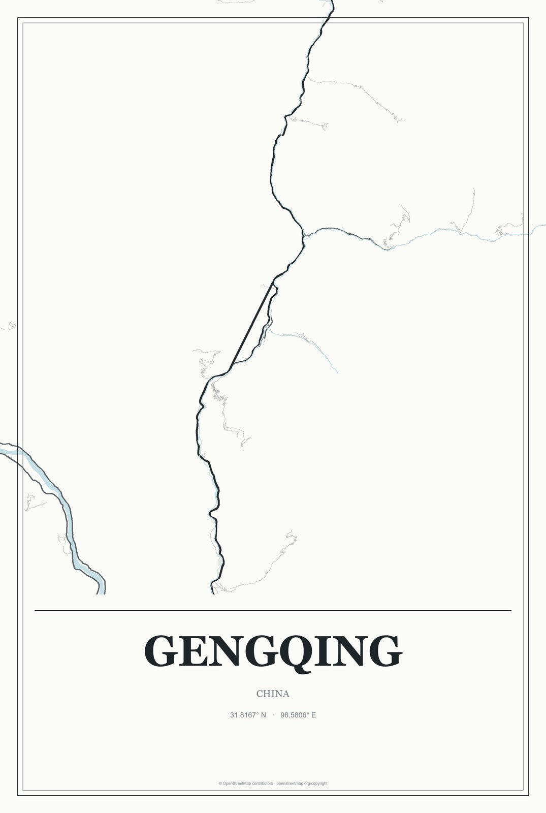 Gengqing, China City Map Aluminum Sign in Gallery Air style
