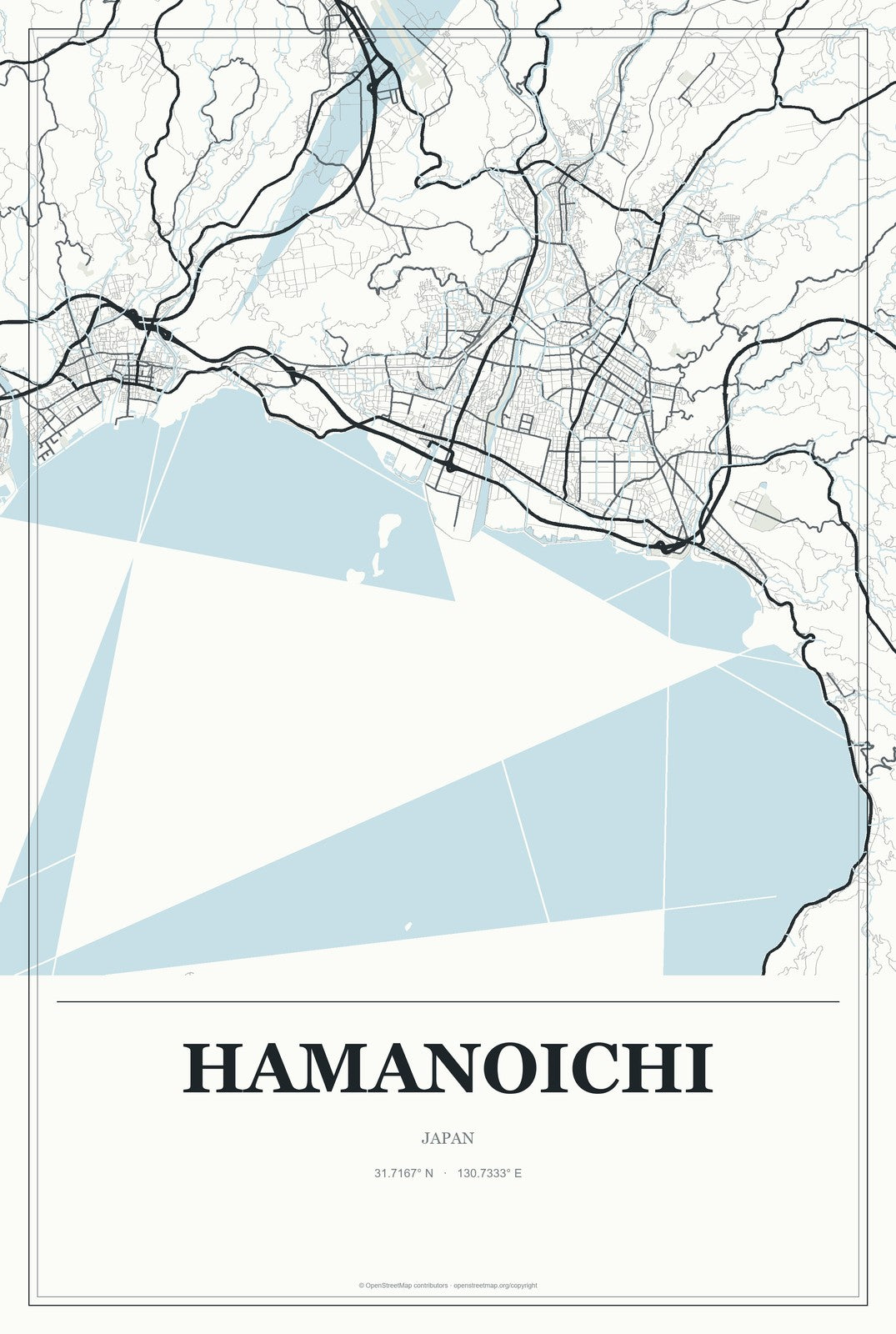 Hamanoichi, Japan City Map Aluminum Sign in Gallery Air style