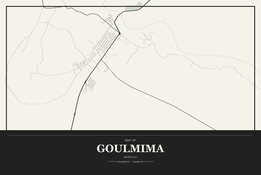 Goulmima, Morocco City Map Aluminum Sign in Museum Plaque style