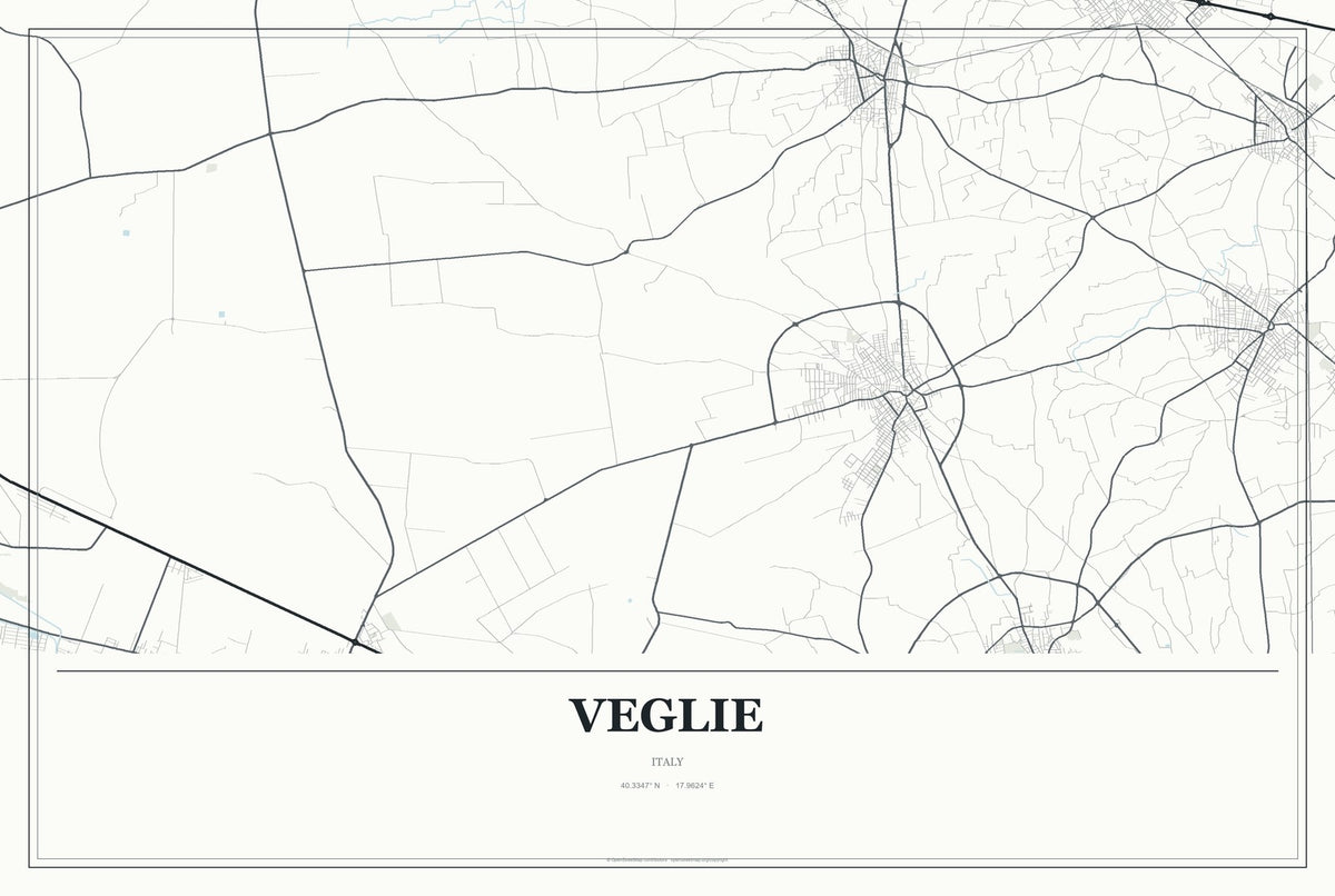 Veglie, Italy City Map Aluminum Sign in Gallery Air style
